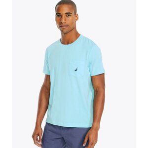 Men's Nautica Deck T-Shirt Angel Blue Crew Neck Short Sleeve Pocket Size S